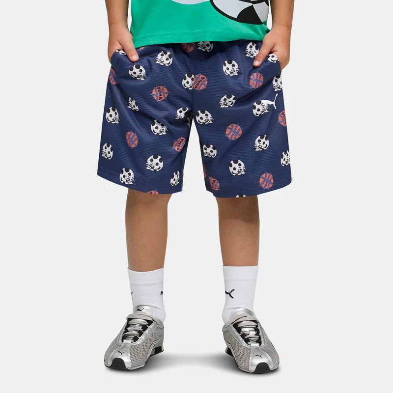 بوما Kids' Sporty Cats Patterned Shorts